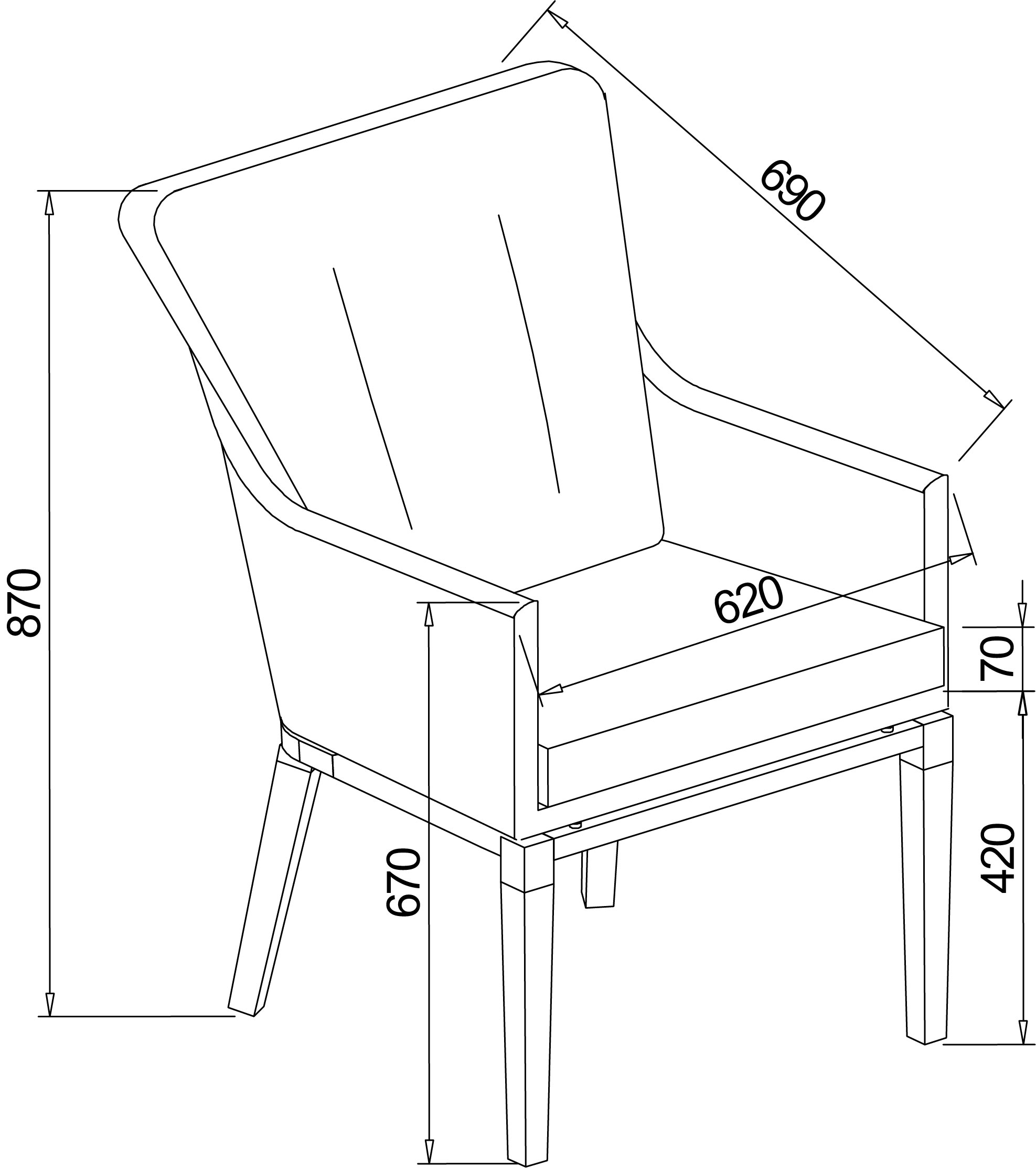 Arley 8 Seat Rectangular Dining Set dimensions